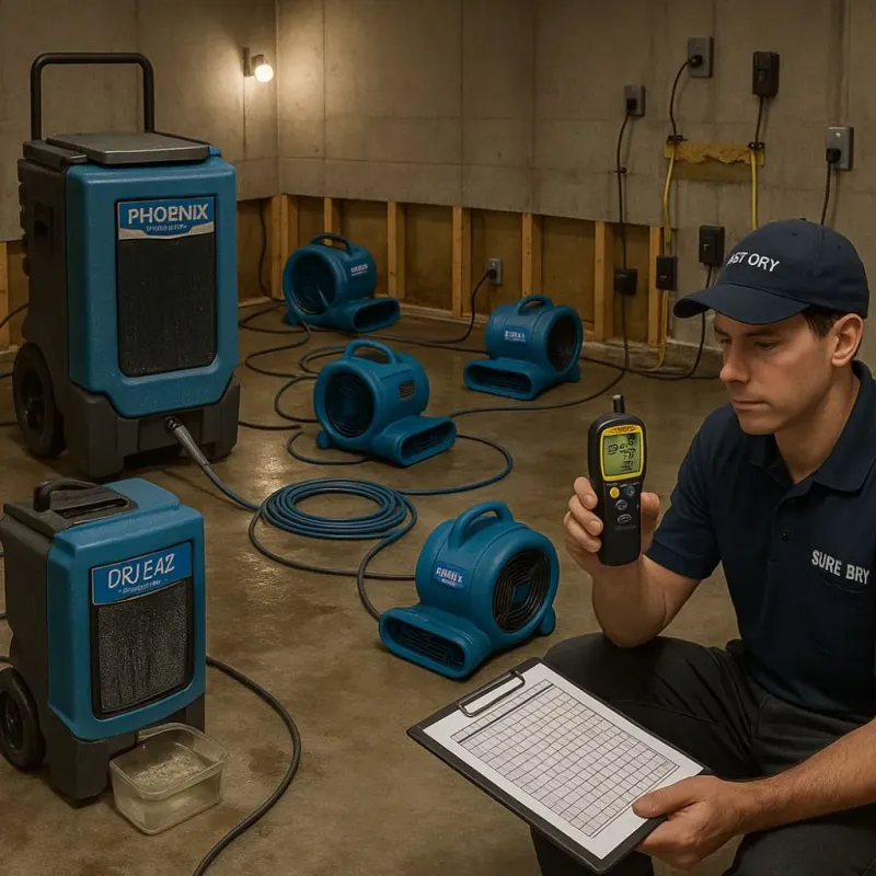 Structural Drying and Dehumidification process in Woodlake, VA